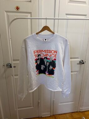 White 'Permission To Dance' Graphic Crewneck *Custom Cropped Sweatshirt